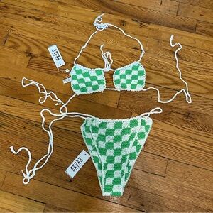 Frankie’s Bikini’s Jade Checker Crochet Bikini Set